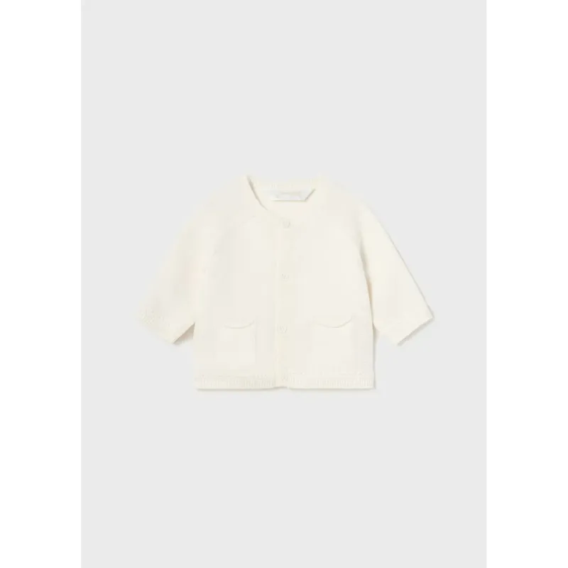 KNIT CARDIGAN CREAM IVORY 2POCKETS / 1360-086