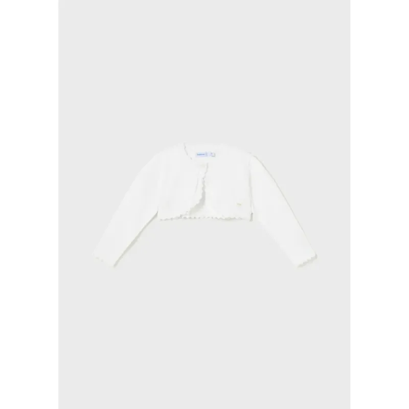 BOLERO CARDIGAN WHITE CROCHET EDGING / 306-057
