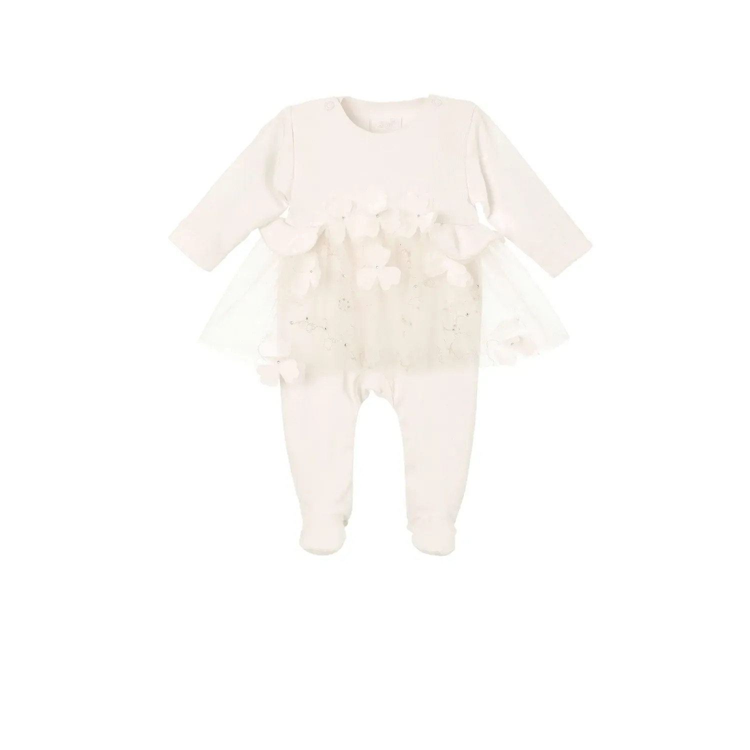 BABYGROW LIWIA IVORY TULLE WITH FLOWER APPLIQUE OVERSKIRT / BGL-75792