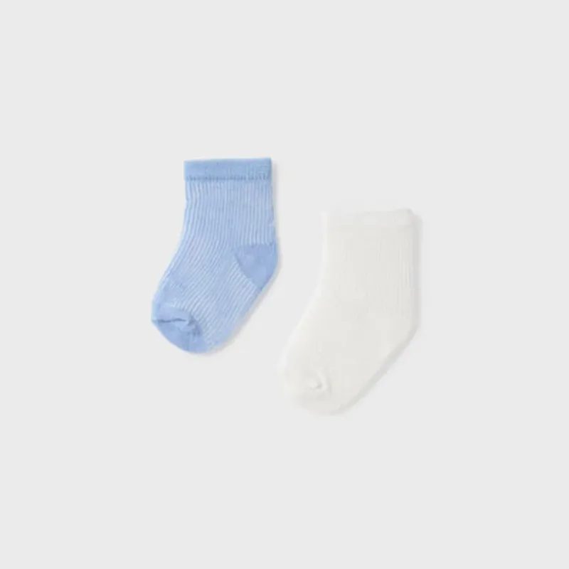 2 PAIR SOCK WHITE OR MID BLUE / 9587-023