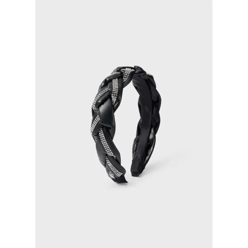 HEADBAND HARD BLACK WITH RHINESTONE TRIM / 10486-011