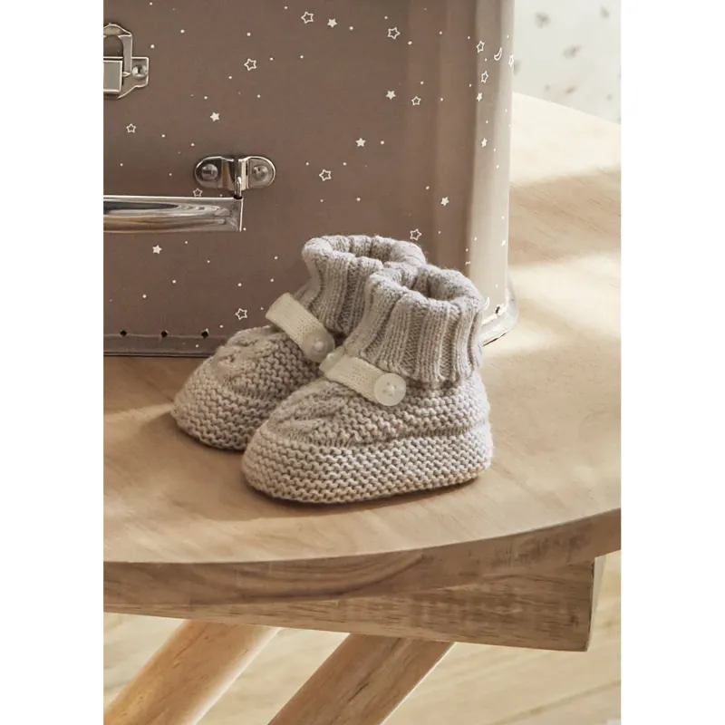 LIGHT BROWN KNIT BOOTIES / 9798-089