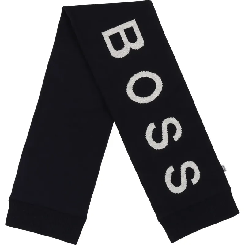 NAVY SCARF BOSS LOGO GREY O