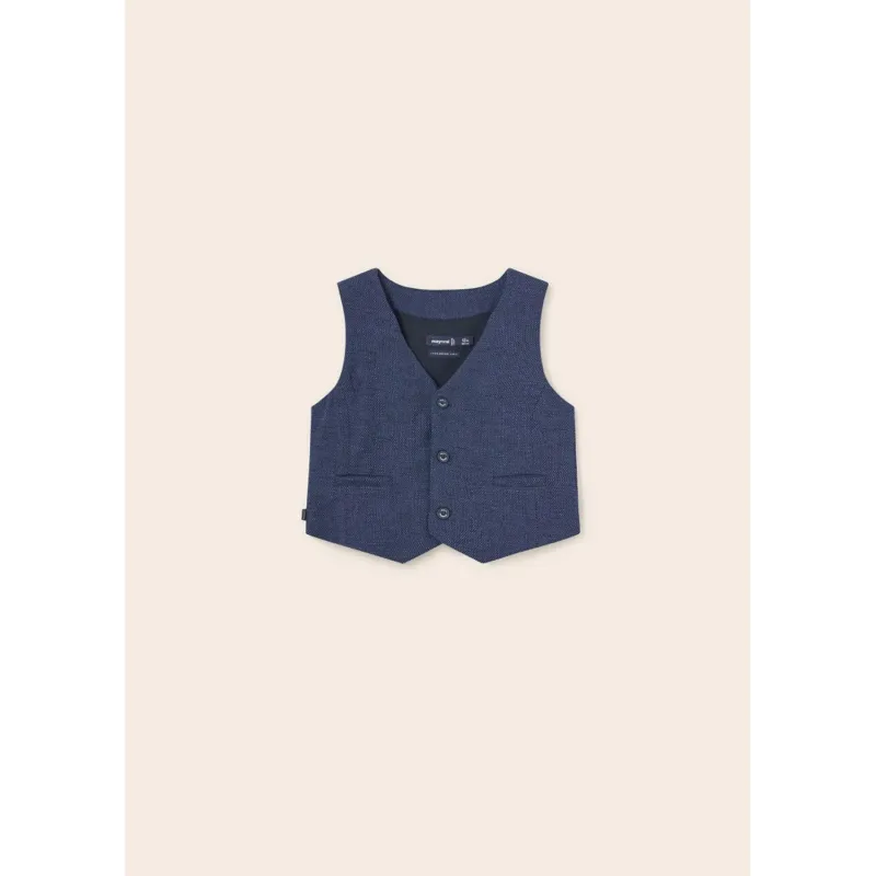NAVY VEST LINEN SPECK / 1371-083