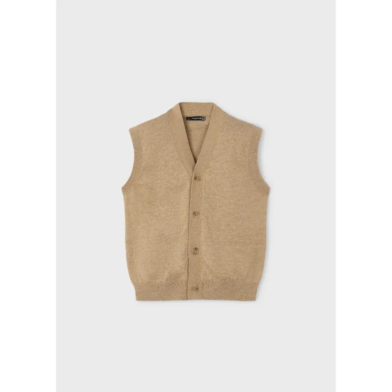 BROWN KNIT VEST VNECK / 4345-064