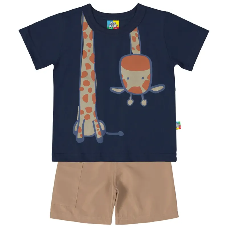 2PC TOP&SHORT3437 BGE GIRAFF