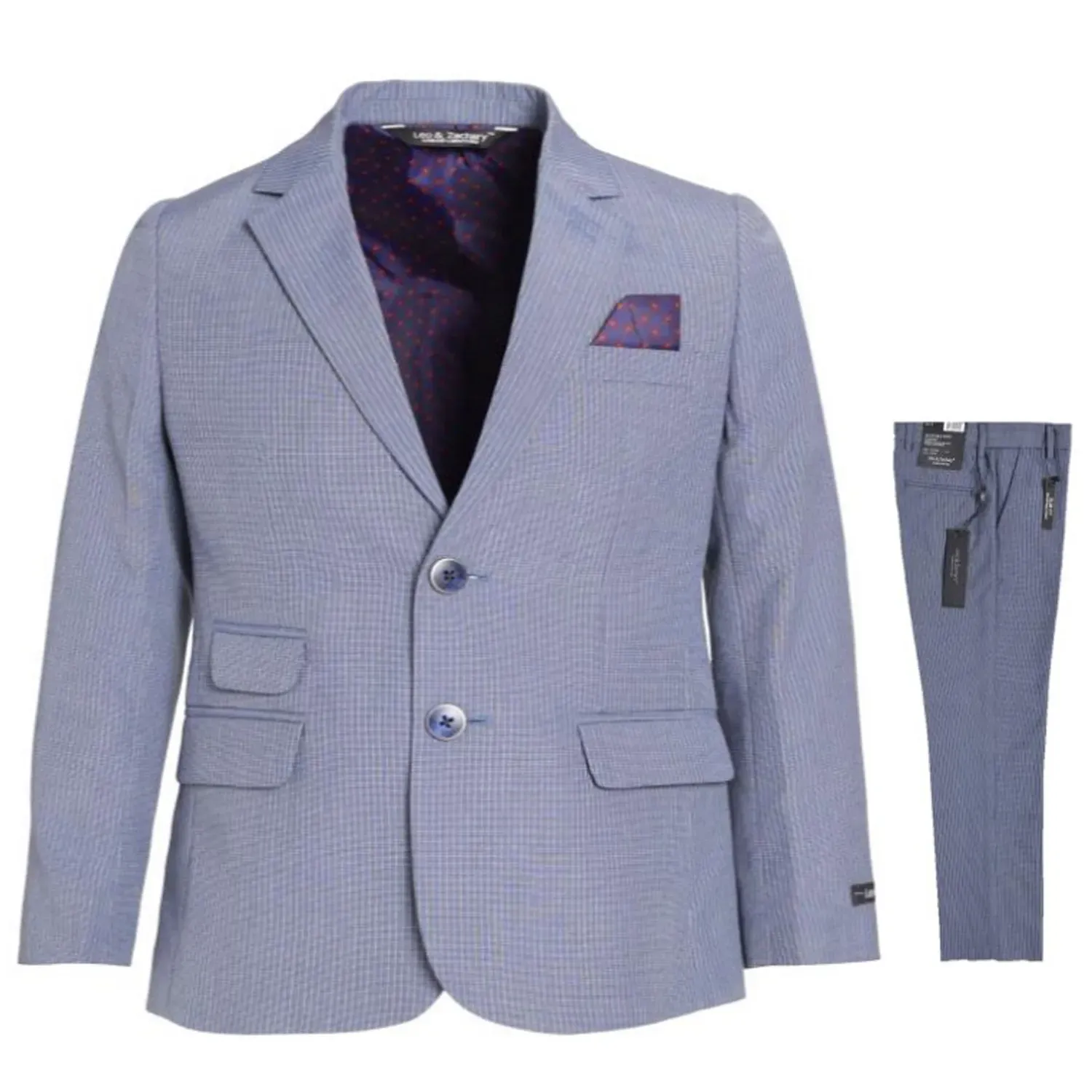 2PC SUIT BLUE GREY CHECK HUSKY SLIM FIT / BLZH5823-LZH5823