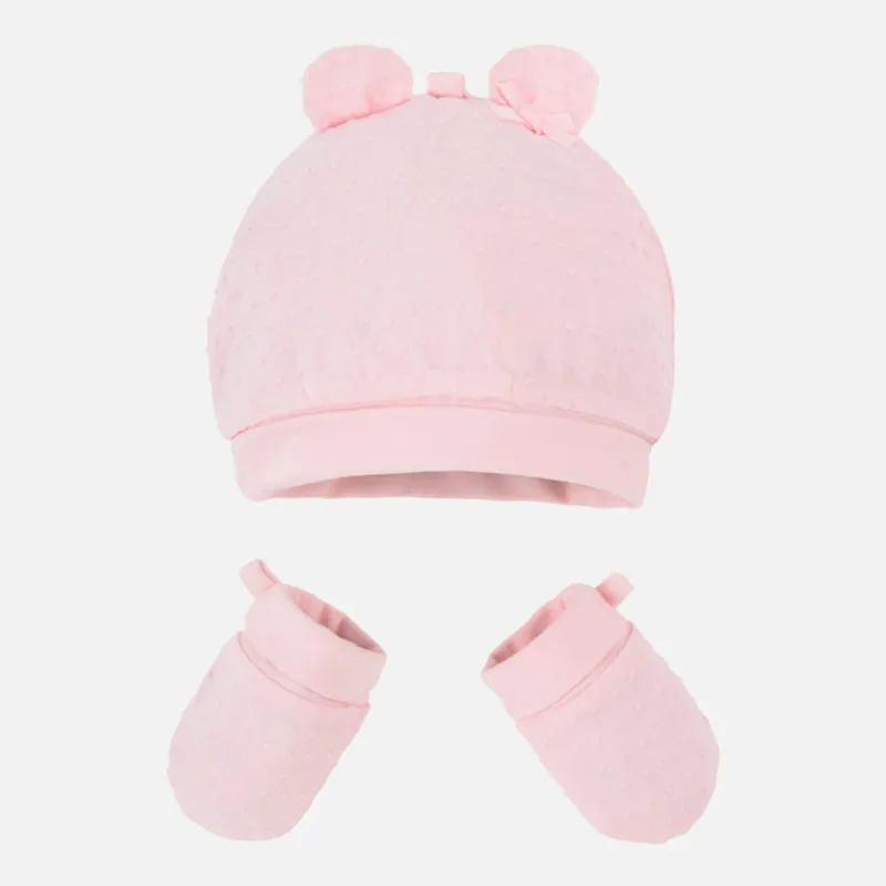 2 PC HAT & MITTEN ROSE / 19916