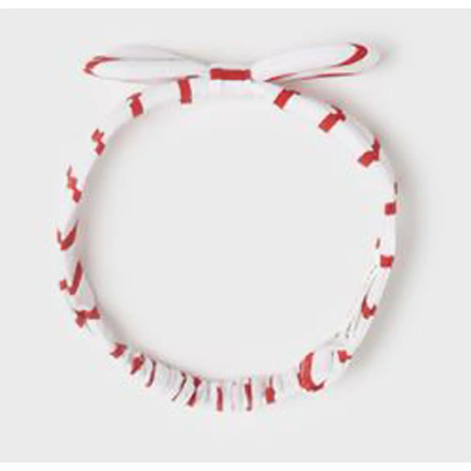 HEADBAND WHITE & RED STRIPE BOW TRIM / 9501