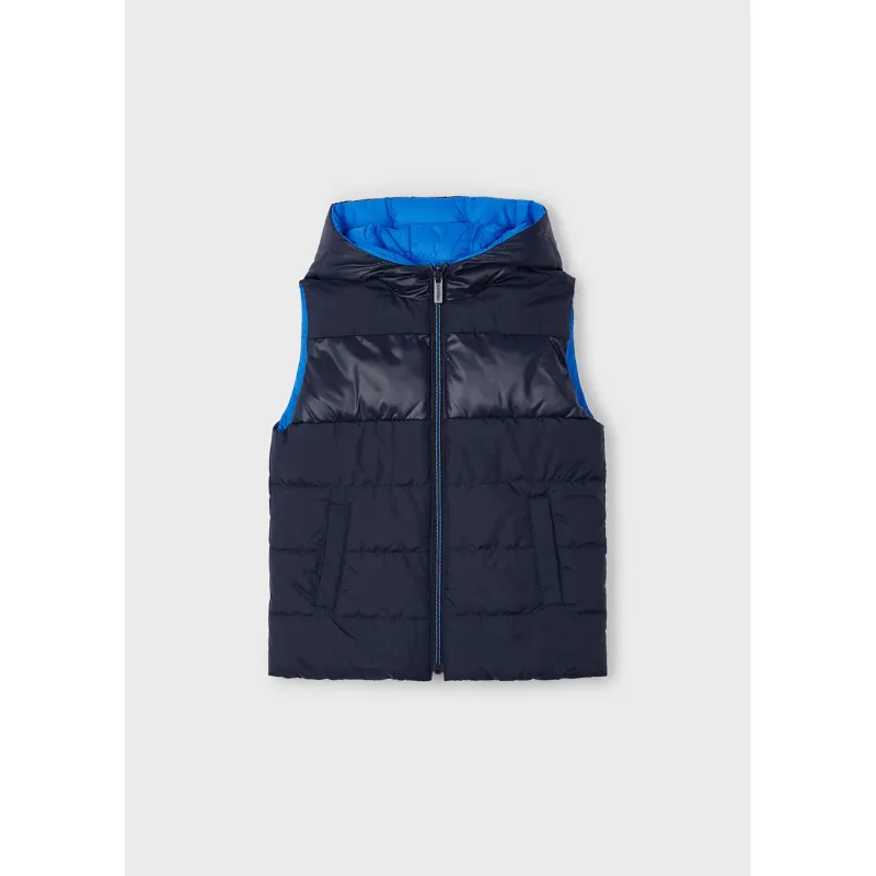 NAVY & BLUE HOODED VEST REVERSIBLE WATERPROOF / 4347-018