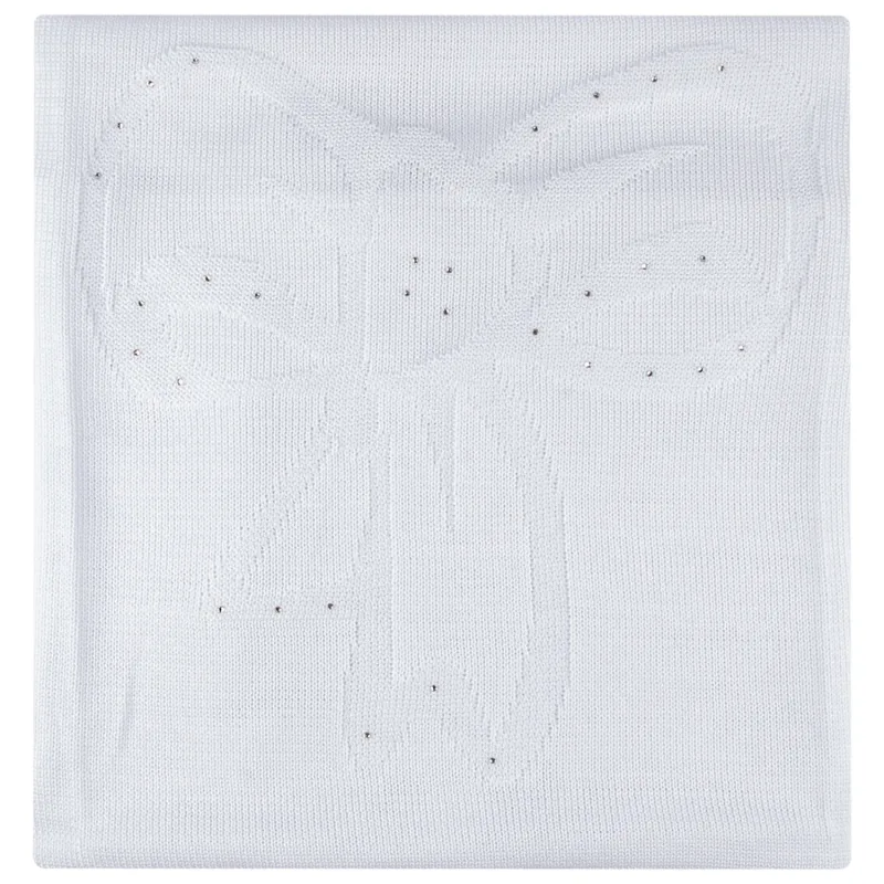 BLANKET WHITE COTTON CRYSTAL TRIM / 7201