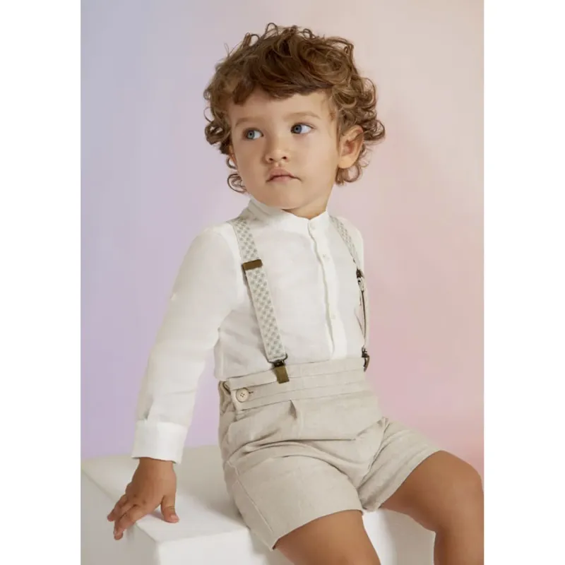 SUSPENDER BABY BEIGE GREEN AL LOGO PRINT / 5445-038