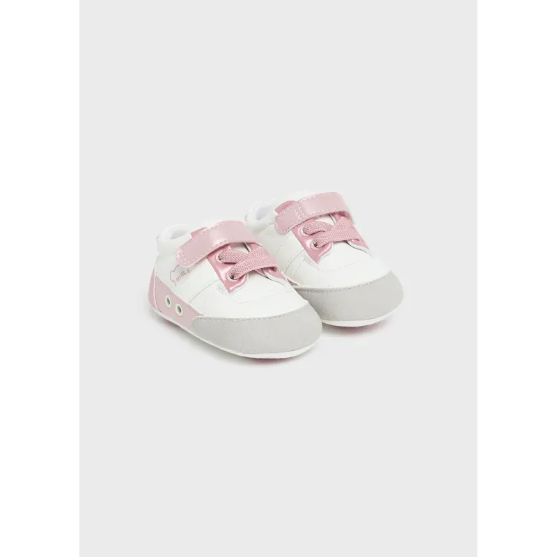 SHOE PINK & WHITE IMITATION LACES VELCRO CLOSURE / 9736-023