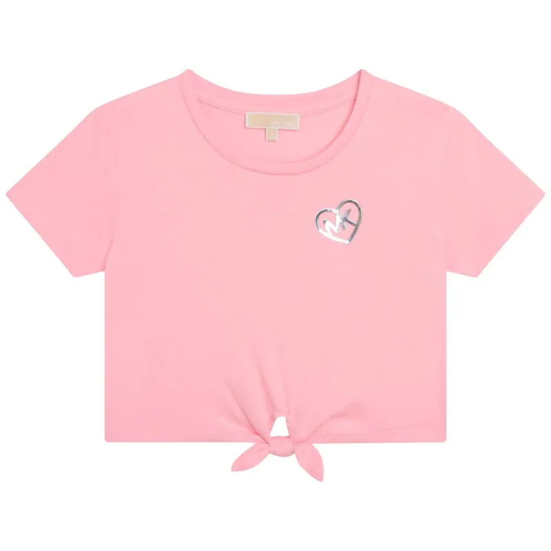 TSHIRT CROP TOP PINK SILVER MK LOGO / R15167-45T