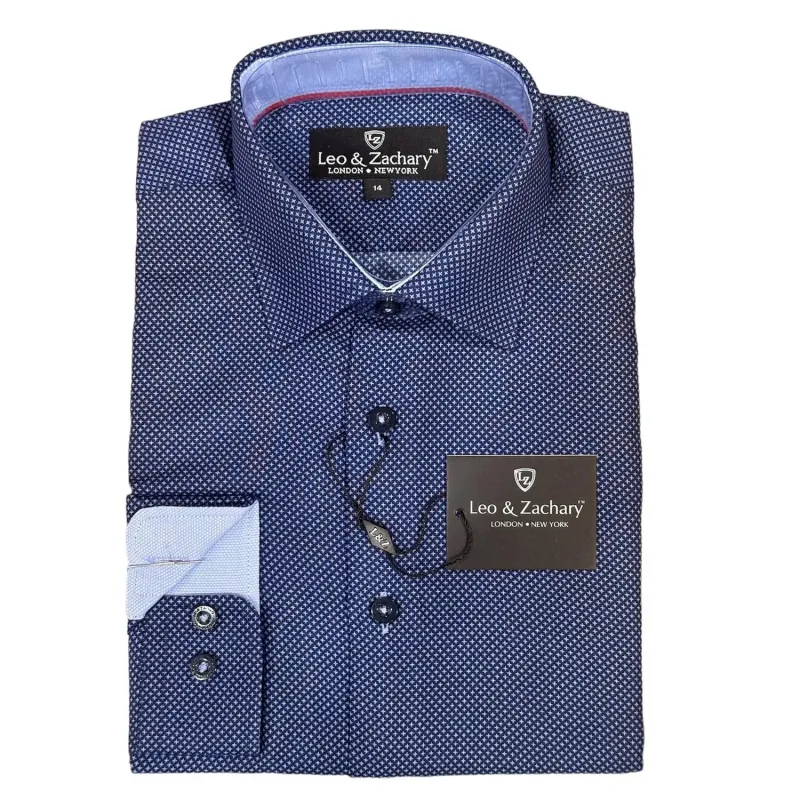 SHIRT NAVY& LIGHTBLUE PRINT CROSSHAIRS / 5972