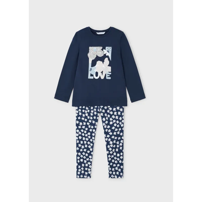 NAVY FLORAL LEGGING SET / 4713-060