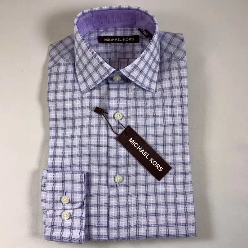 SHIRT LAVENDER CHECK NATURAL