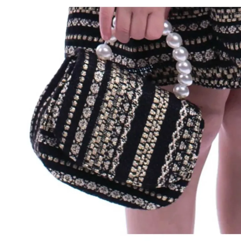 PURSE BLACK & GOLD PEARL HANDLE / ASTRID