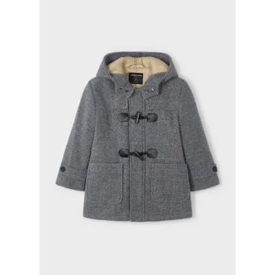 GREY HOODED TRENCHCOAT TOGGLE & ZIP CLOSURE / 4472-083