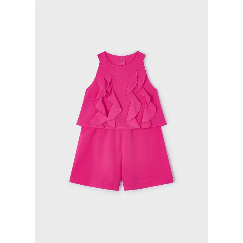 JUMPSUIT FUSCHIA SHORTFLOUNCE FRONT BODICE TRIM / 3856-054