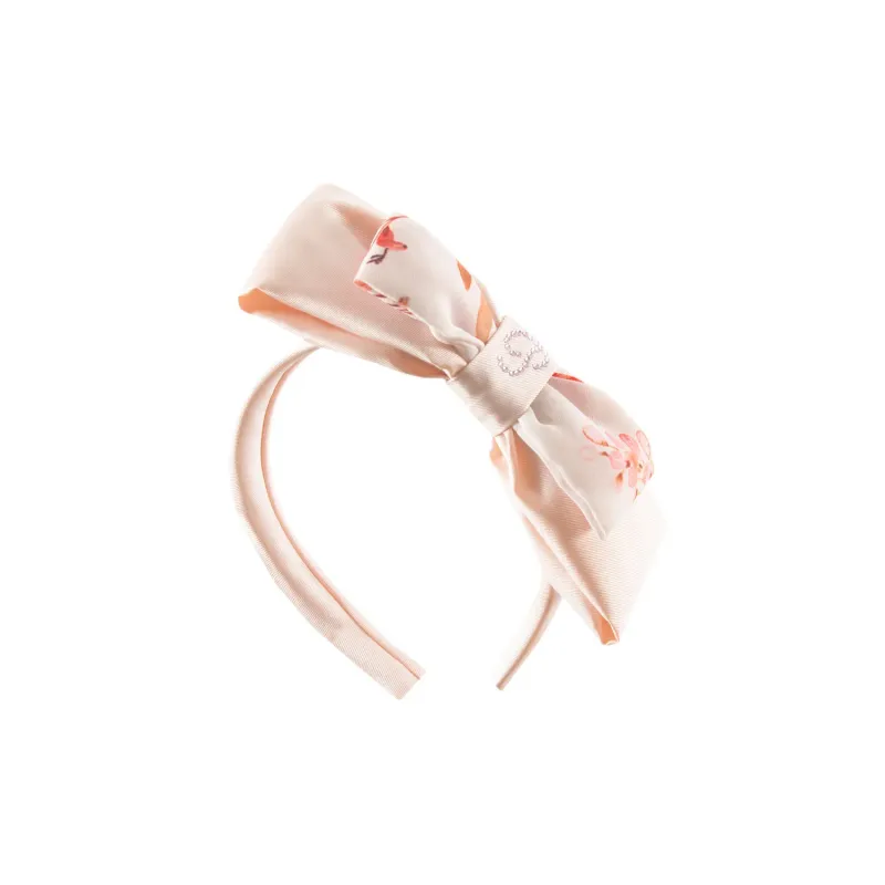HEADBAND HARD PINK & FLORAL BOW RSTONE TRIM / 3133514
