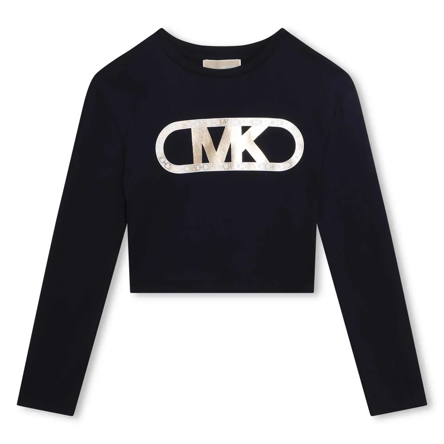 CROP TSHIRT NAVY LONG SLEEVE GOLD MK LOGO / R15198-849