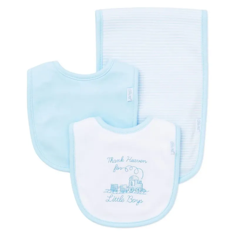 3PC BIB & BURPER TRAIN BLUE & WHITE / 404007N