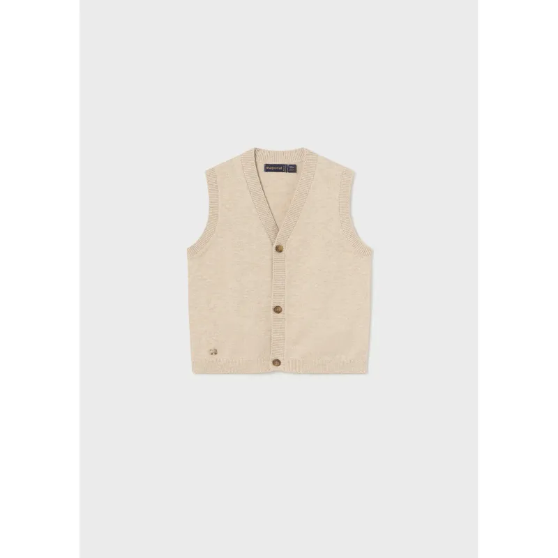 BEIGE KNIT VEST 3 BUTTONS CLOSURE / 2316-051