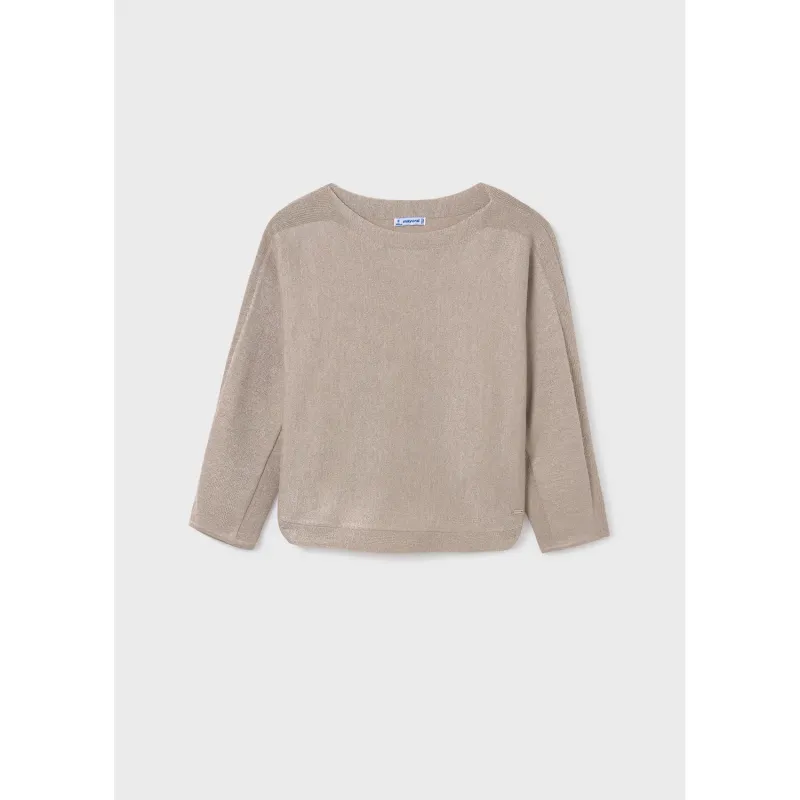 SWEATER BEIGE & GOLD SPARKLE LAME LONG SLEEVE / 6337-078