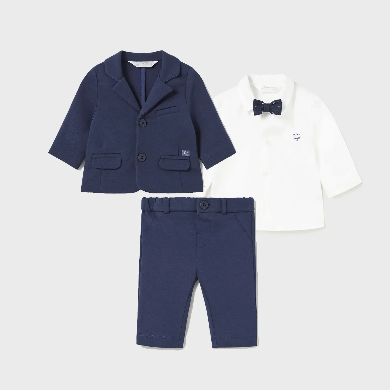 3PC JACKET PANT & SHIRT NAVY & WHITE WITH BOWTIE / 2408-002-2516-2165