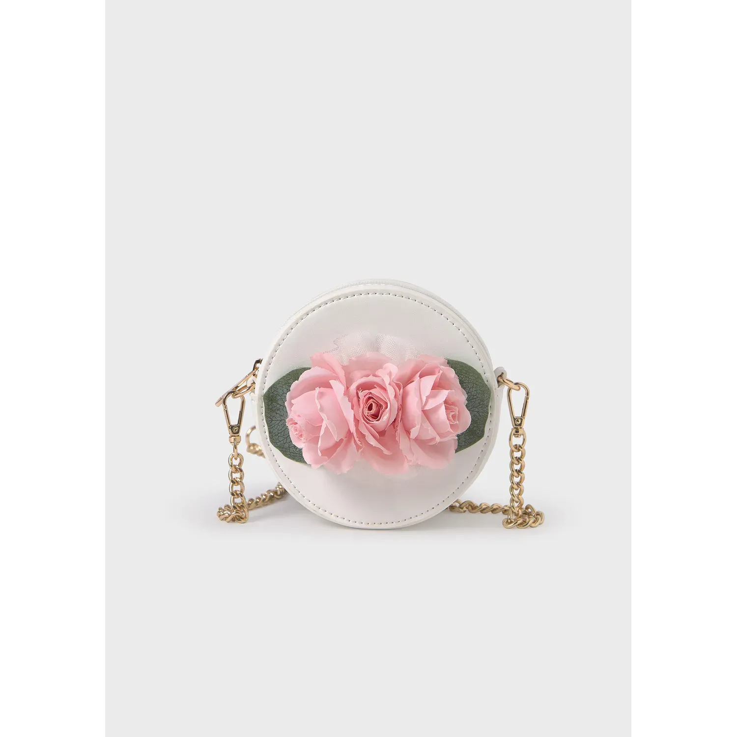 HANDBAG WHITE PINK FLORAL TRIM / 5432-001