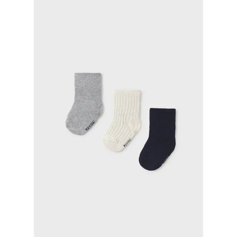 3PC SOCK SET NAVY CREAM & GREY / 10522-084