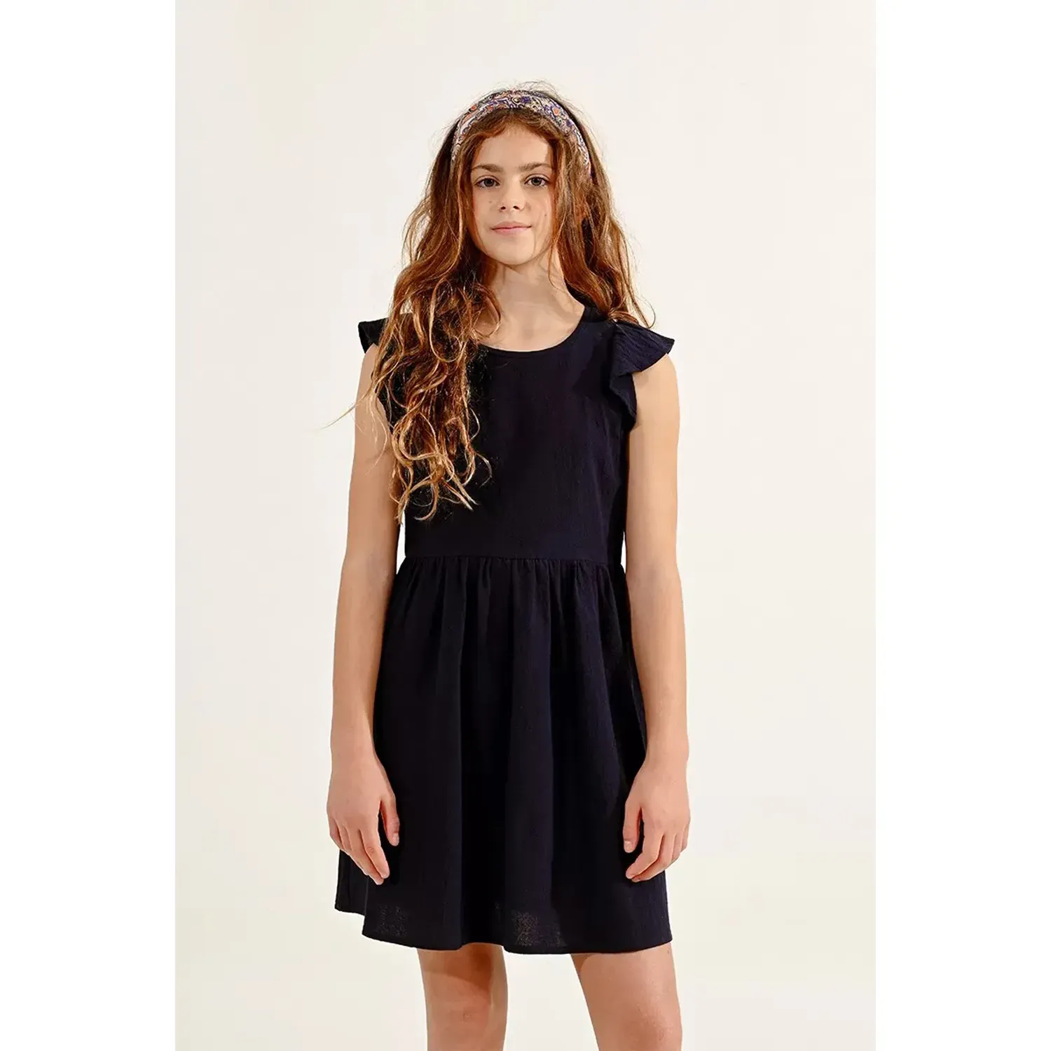 DRESS NAVY BLUE FLOUNCE SLEEVELESS COVER / MMN127CP