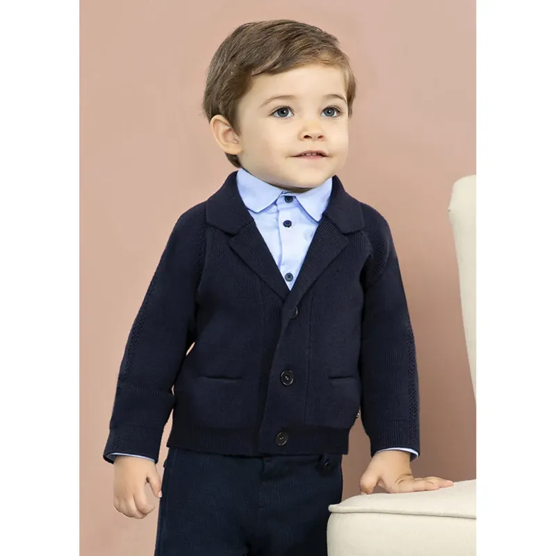 CARDIGAN NAVY KNIT DRESSY 2 POCKETS / 5837-015