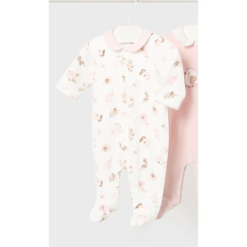 CREAM PRINTED VELOUR SLEEPER FLOWERS / 2777-085