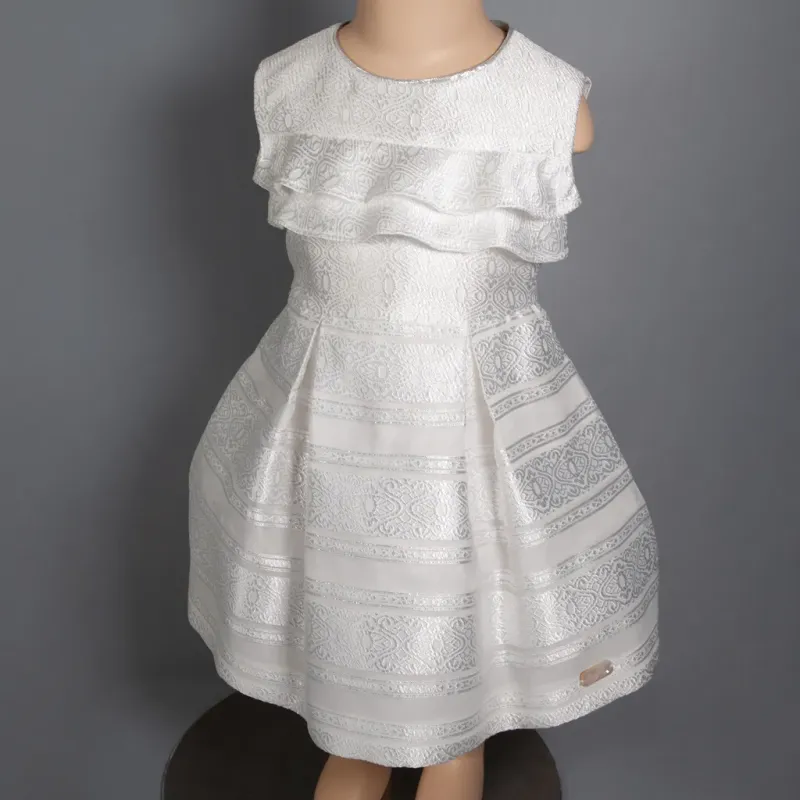 DRESS640 WHT EMBOS ORG SLV T