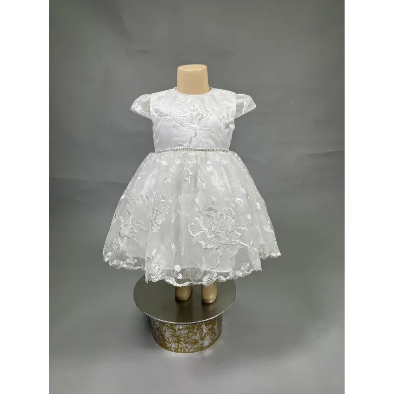DRESS IVORY ALLOVER LACE RHINESTONE TRIM / B22105