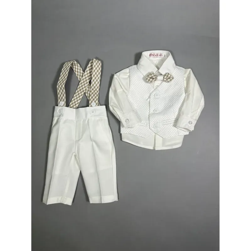 IVORY 4PC VEST SET BUBBLE EFFECT FORMAL & BAPTISM / 8203