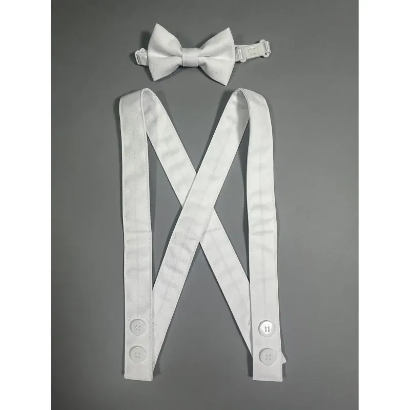 WHITE 2PC SUSPENDERS & BOWTIE 0-3M 6-12M 18-30M