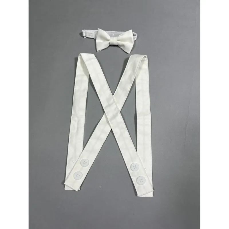 IVORY 2PC SUSPENDERS & BOWTIE 0-3M 6-12M 18-30M