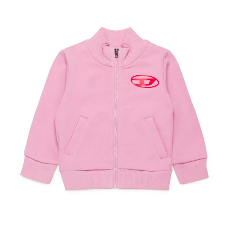 SWEAT TOP CARDIGAN PINK ZIP CLOSURE RED D LOGO / K00568-K325