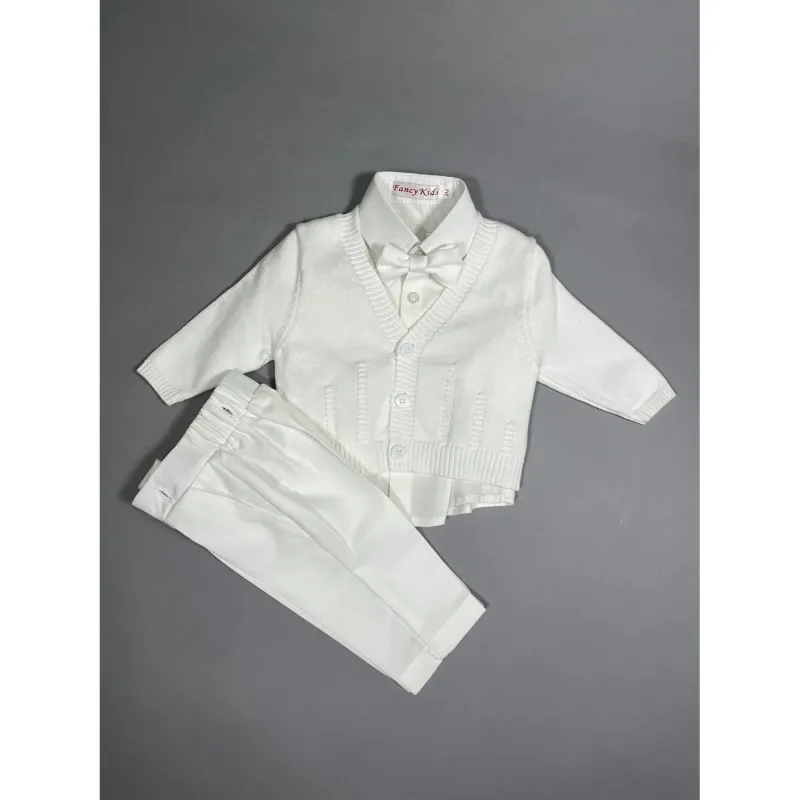 IVORY 4 PC KNIT CARDIGAN PANT SET BAPTISM & FORMAL / 8204