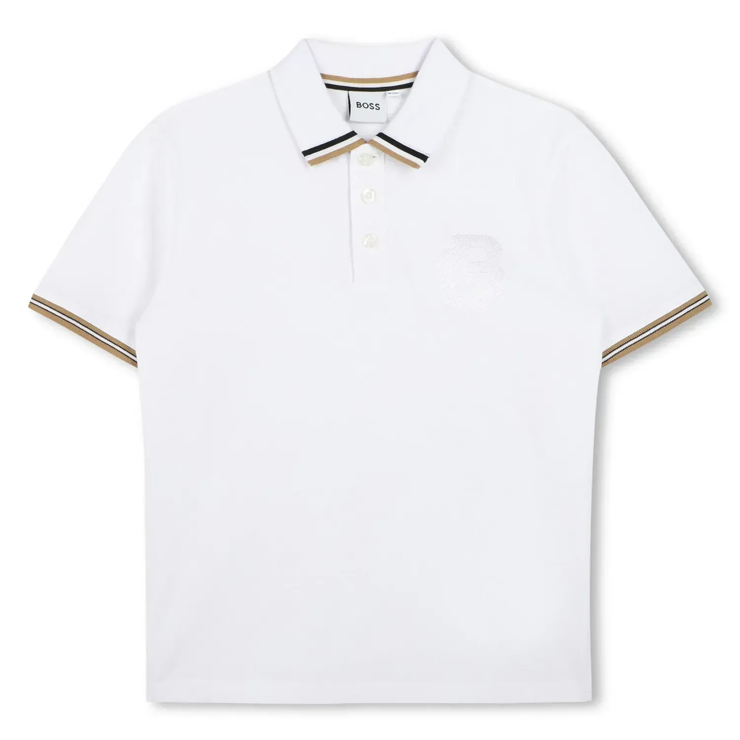 POLO TOP WHITE SHORT SLEEVE EMBROIDERED BB LOGO / J51170-10P