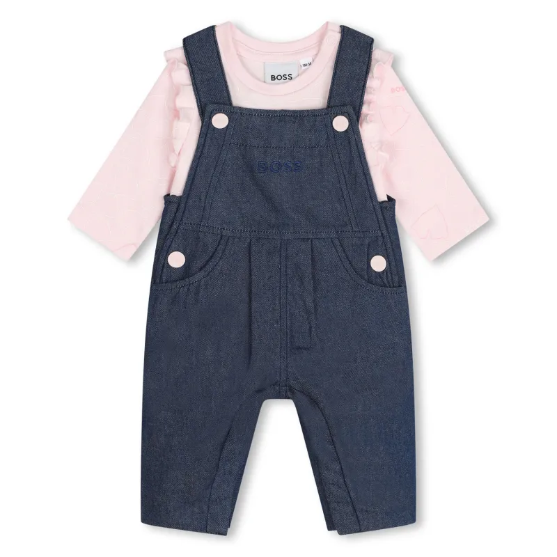 2PC PINK TOP DENIM OVERALL / J51089-Z09