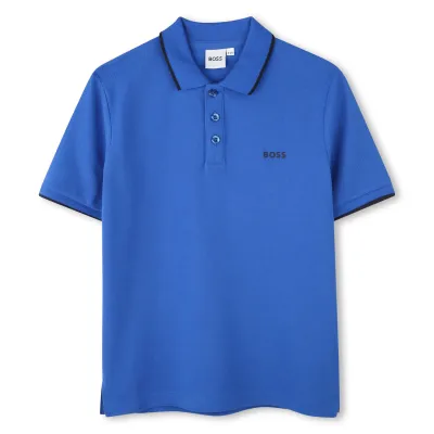 ROYAL BLUE POLO TOP SHORT SLEEVE BLACK TRIM & LOGO / J51163-87A