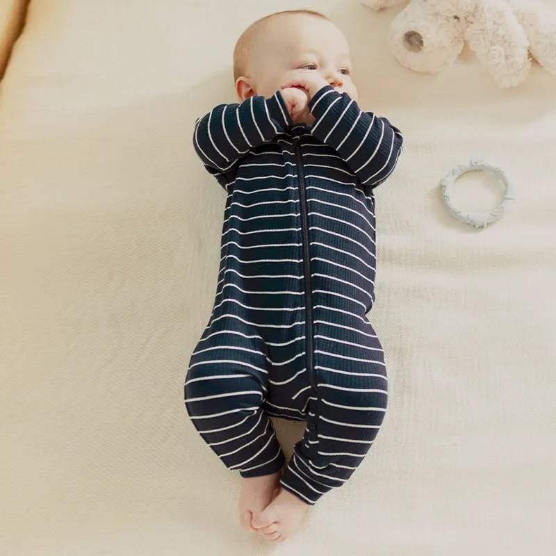 BLUE STRIPED SLEEPER RIBBED / 24FGL25Q01B