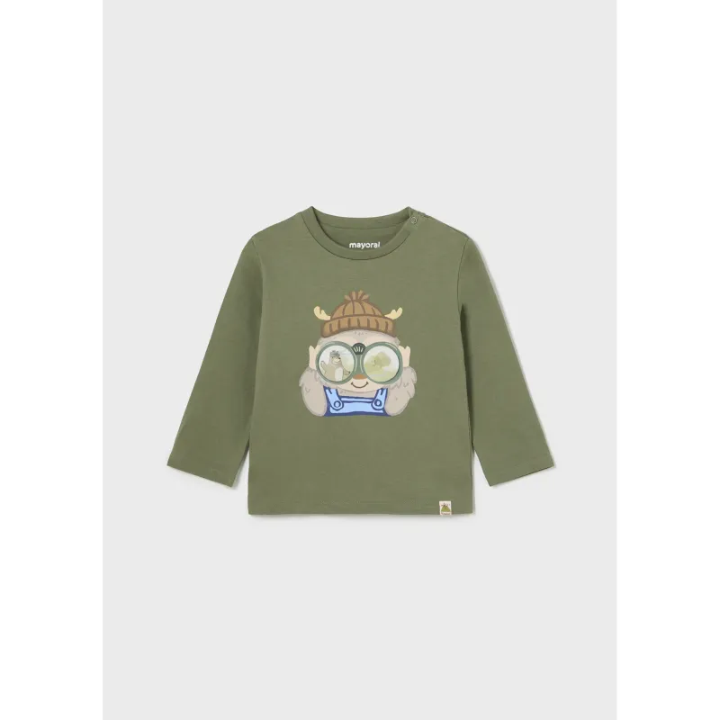 FOREST GREEN TSHIRT LONG SLEEVE BOY HUNTER PRINT / 2036-084