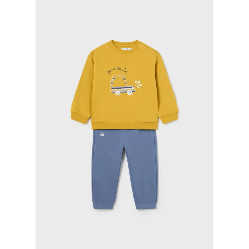 L10828MAY / 2821-025 2PC YELLOW & BLUE JOGGING SUIT CAR PRINT