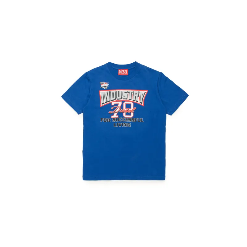 BLUE TSHIRT SHORT SLEEVE 70 DIESEL LOGO / J1970-K843