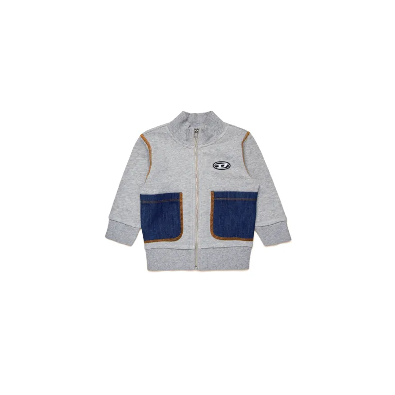 GREY CARDIGAN SWEATTOP NAVY POCKETS ZIP CLOSURE / K00572-K963